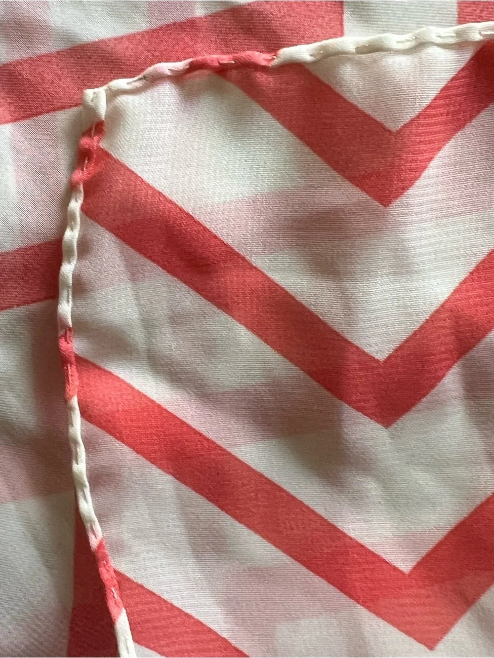 Handmade Women's Chevron Wrap Scarf Sarong Cover Up Coral & White 110”L X 28”W